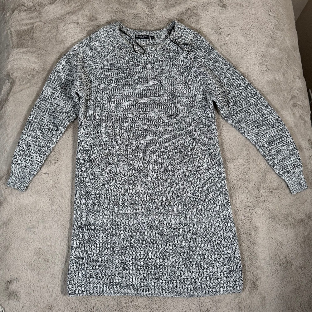 Brave Soul London Sweater Dress Knit Long Sleeve Casual Gray Size 22
